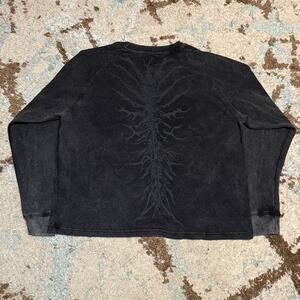 pholoh Ghoul Thermal Shirt Size XL Gray Skeleton Cyber Y2K Cropped Fit